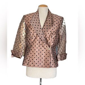 T & M collection blouse. A darker color of champagne and black polkadots.